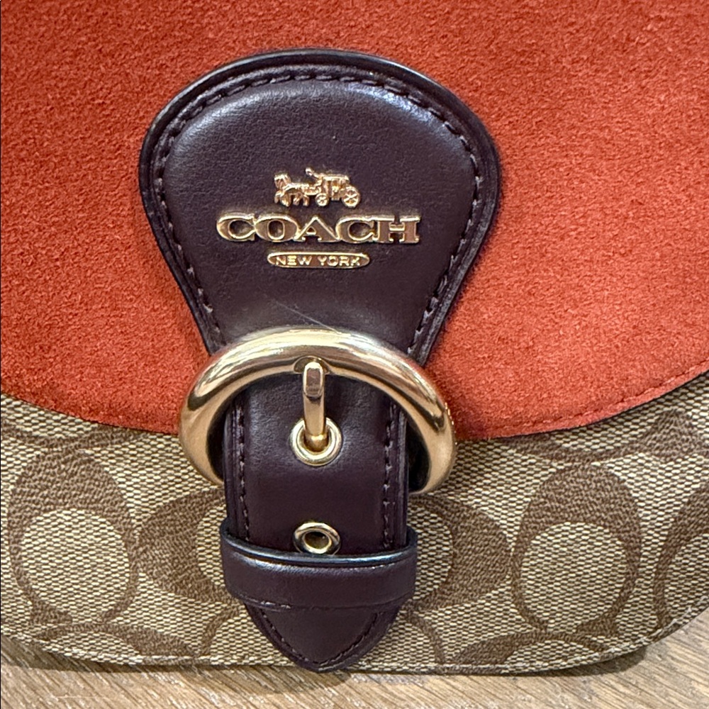 Vintage Coach Soho Signature Canvas & Suede Buckle Flap Crossbody Y2K - Picture 3 of 10